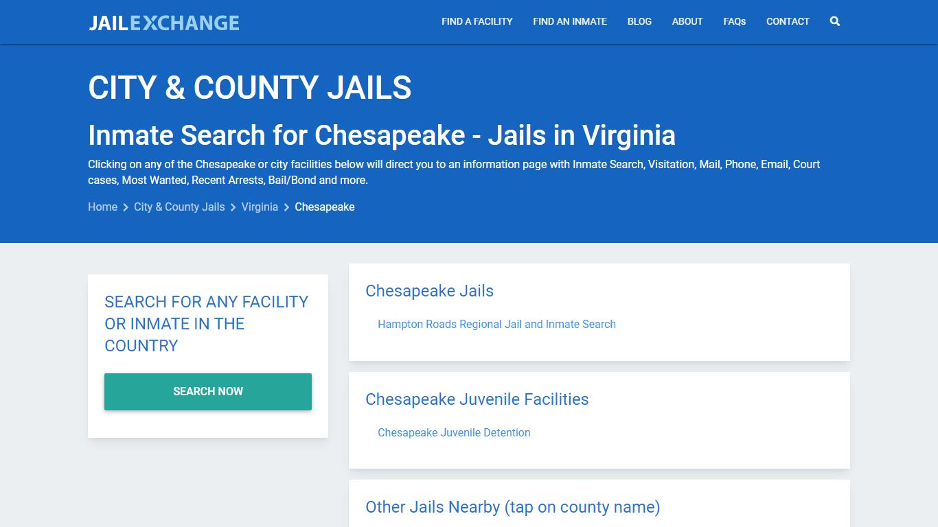 Inmate Search for Chesapeake | Jails in Virginia - Jail Exchange